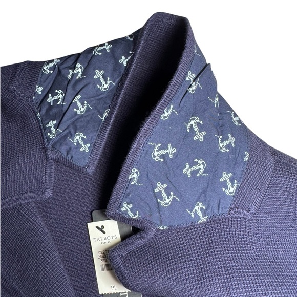 NWT Talbots NavyNautical Preppy Double Breasted Knit Sweater Blazer Large Petite - Picture 5 of 7